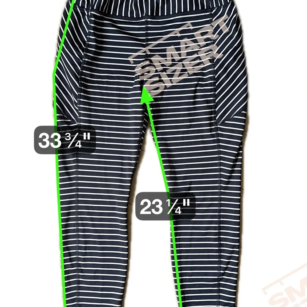 Athleta Contender Navy and White Striped Leggings